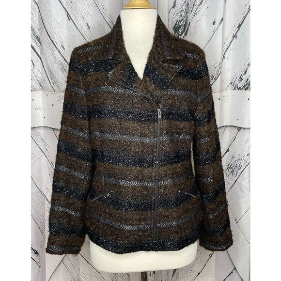 Elliott Lauren Moto Style Jacket Black Brown Jacket 14 - Picture 1 of 5
